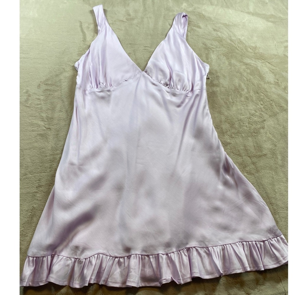 NWT Victoria's Secret PINK Summer Fling Satin Ruffle Slip Lingerie Dress Women L